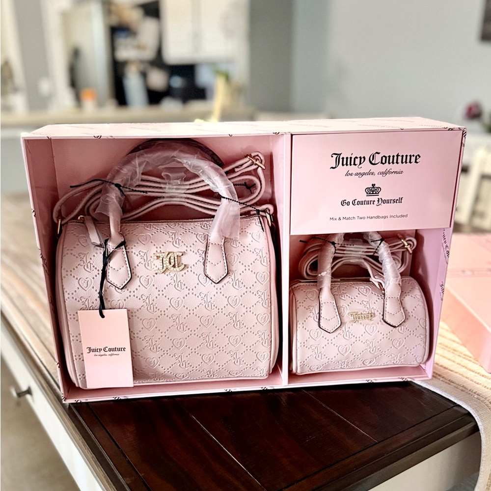 Juicy Couture Light Pink Quilted Mommy & Me Bag Set